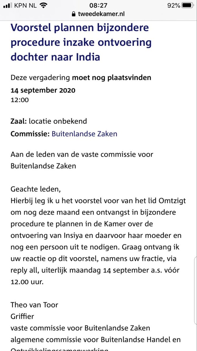 MPeters50's tweet photo. Goed nieuws voor ontvoerde #Insya en haar moeder. @PieterOmtzigt heeft zich in de zaak vast gebeten. Hopelijk komt er een meerderheid voor de bijzondere procedure. https://t.co/4ztMePmIXW
