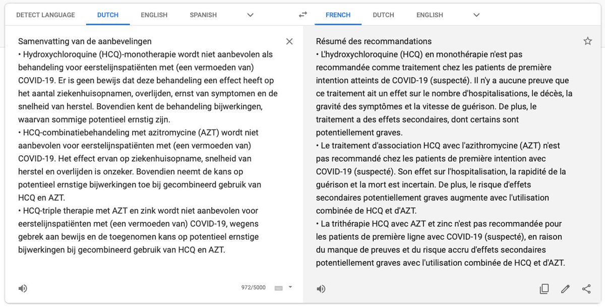 Suite à recommandations, les Pays-Bas  @nhgnieuws :Non recommandé, aucune preuve d'efficacité, risque d'effets secondaires graves. Encore plus d'effets secondaires avec azithromycine. https://www.nhg.org/sites/default/files/content/nhg_org/uploads/nhg-advies_hydroxychloroquine_bij_covid-19_in_de_eerste_lijn_0.pdf