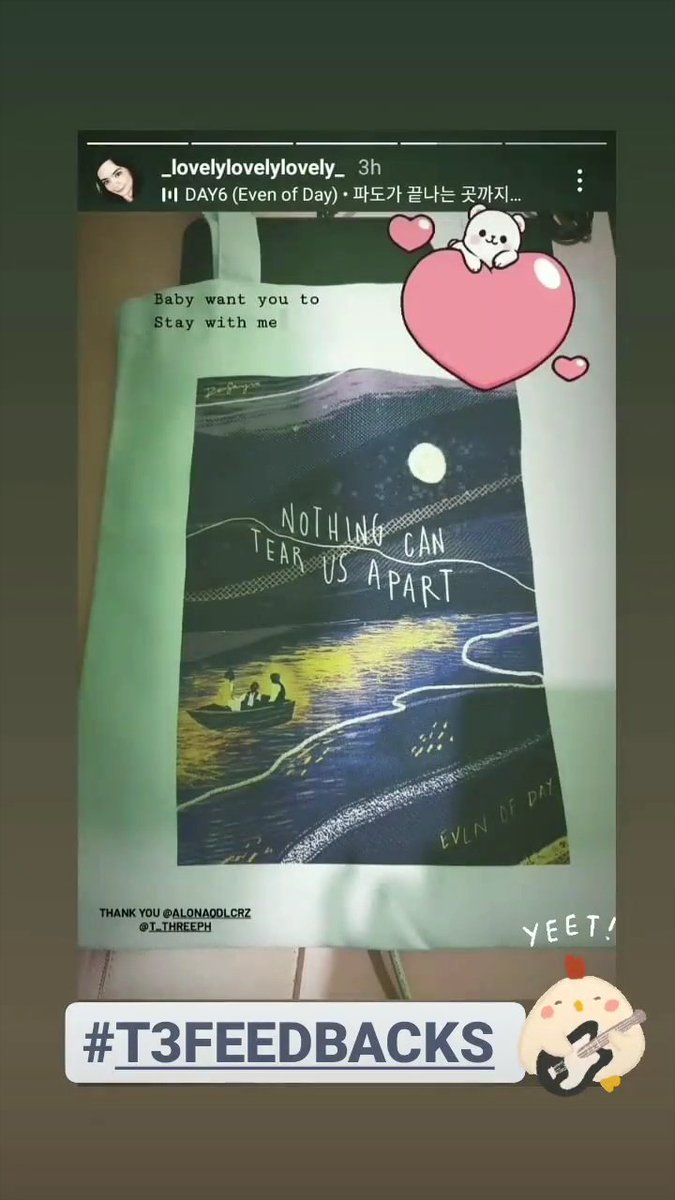 t_threePH's tweet photo. THANK YOU SO MUCH FOR BUYING  OUR TOTES! ❤️

We still have stocks left! DM to order! 
#Tthree #T3Feedbacks #DAY6Totebags #EODTotebags
#DAY6 #데이식스 #Even_of_Day
#The_Book_of_Us #Gluon
#파도가_끝나는_곳까지 https://t.co/aUd4nhkEZG