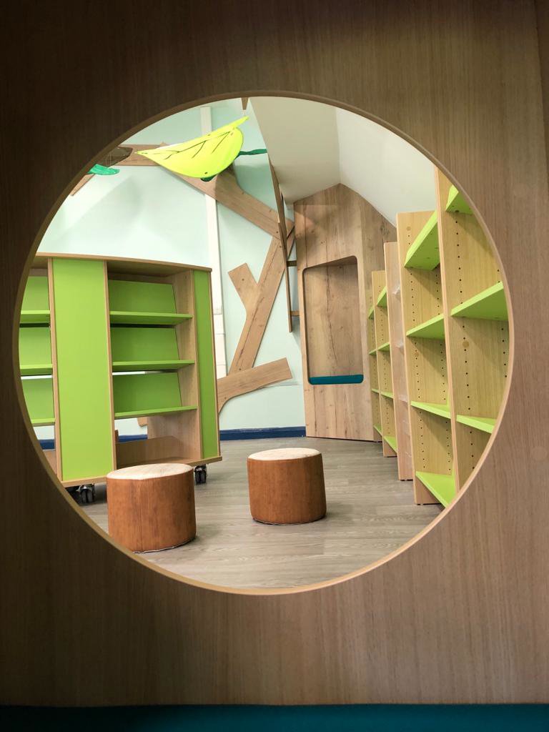 BookSpace's tweet photo. Itโs great to see another project from concept to completion. Our designers enjoyed getting creative to transform this tricky attic space into a woodland themed library #library #schoollibrary #woodlandlibrary https://t.co/gt0Wxppe41