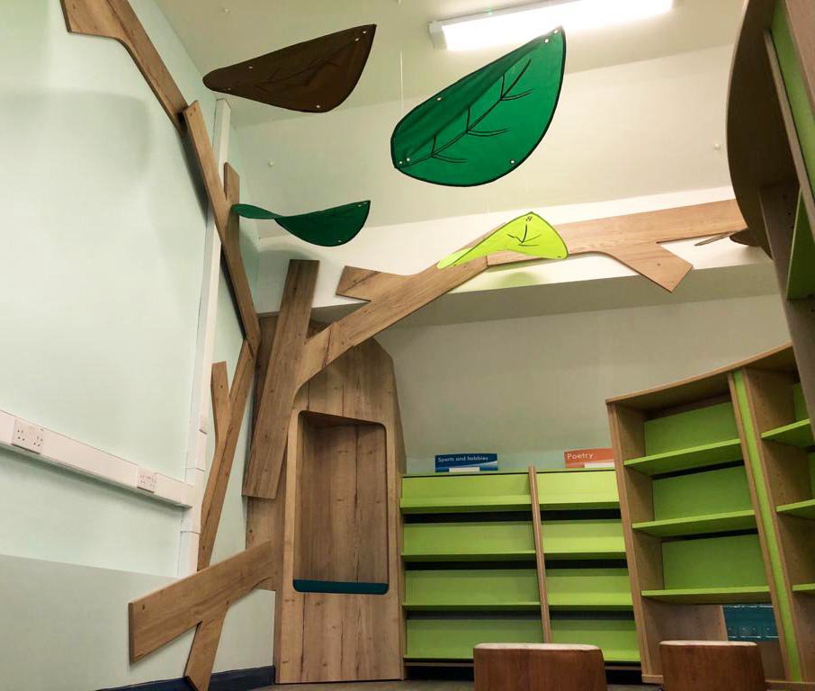 BookSpace's tweet photo. Itโs great to see another project from concept to completion. Our designers enjoyed getting creative to transform this tricky attic space into a woodland themed library #library #schoollibrary #woodlandlibrary https://t.co/gt0Wxppe41