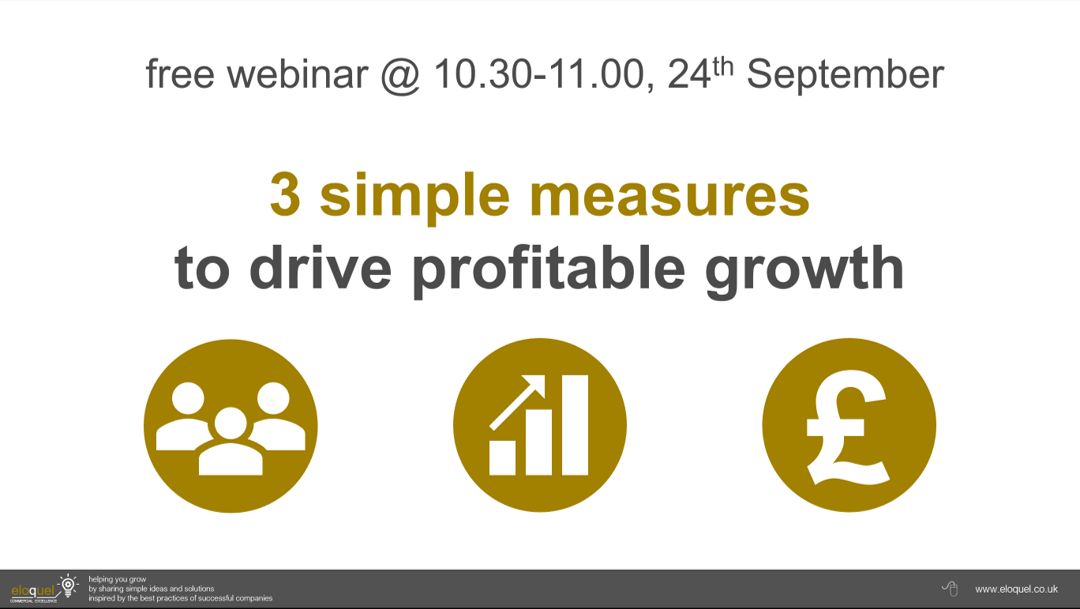 BedsChamberInfo's tweet photo. Join Eloquel's first webinar of a series of three webinars where they will discuss 'driving performance' and share 3 measures that you can apply to drive profitable growth.
Email nathan@eloquel.co.uk to book your place.
#commercialexcellence #unlockingprofitablegrowth https://t.co/3BbOiSZN36