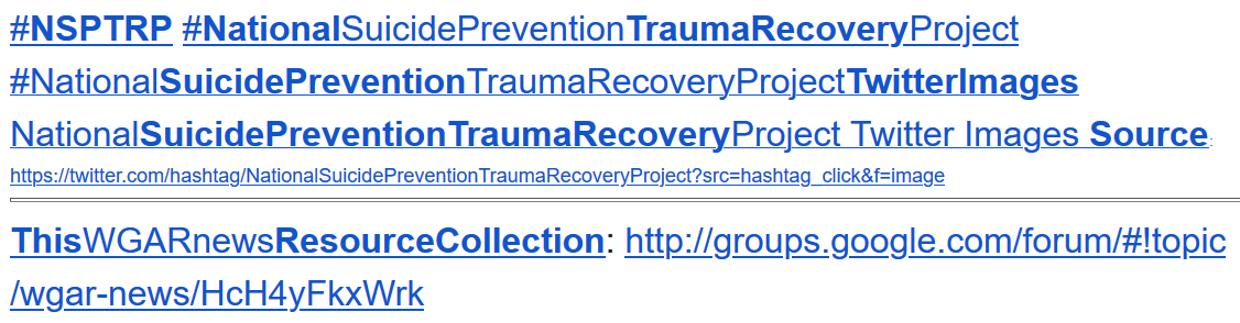 WgarNews's tweet photo. #WGARResourceCollection: https://t.co/6whO05HqaE | #WGARcompilation of #14thSept2020 | #SuicidePreventionNational #NSPTRP #NationalSuicidePreventionTraumaRecoveryProject | #11thSept2020Update: #AustralianCrisisLines | #AboutWGARnewsUpdateOf13thSeptember2020 | #WGARmob #TeamWGAR https://t.co/5WFTIrki9e