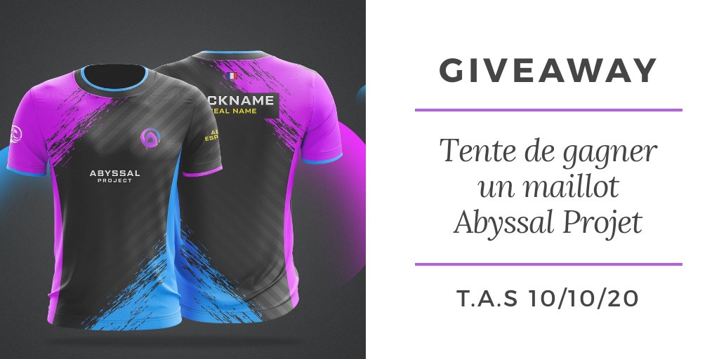 Le live caritatif n'étant pas la seule suprise nous lançon un giveaway pour gagner le maillot Abyssal Project 

Pour participer : 
🔄RT 
▶️Follow <a href="/AbyssalProject/">Abyssal Project</a>
▶️Follow <a href="/OneXWear/">One X™</a>

T.A S le 10/10 🎁
