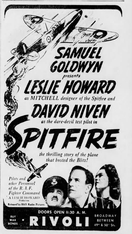 LeslieHoward93's tweet photo. Released #OTD in the UK in 1942, The First of the Few (Spitfire in the US) marked the last on-screen appearance of #LeslieHoward, as real-life aviator R.J. Mitchell, who developed the innovative Spitfire warplane in the 1930s. David Niven and Rosamund John also star. https://t.co/9tJsLGsekO