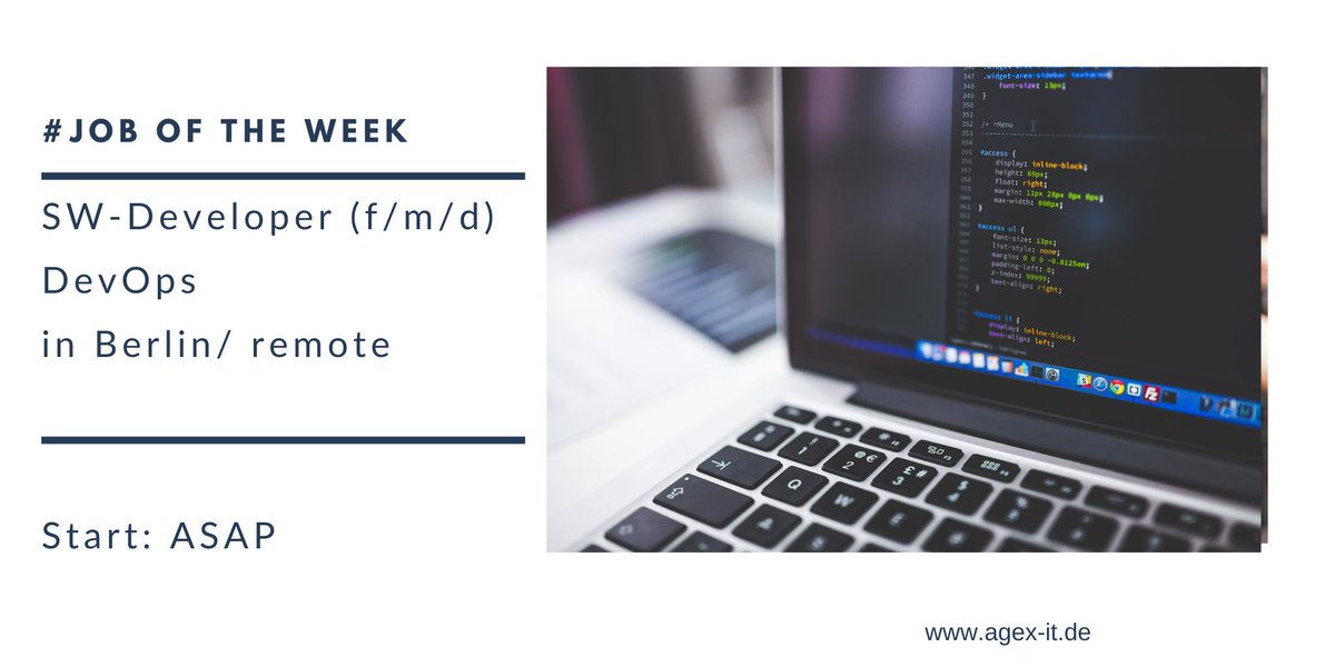 agex_IT's tweet photo. #Joboftheweek:For an international customer we are looking for #SWDeveloper (f/m/d) #DevOps in Berlin/remote.
Get more information on agex IT: https://t.co/SwFsdjnbJC
#Contract #contracting #joboffer #itjobs #devjobs #devOps #mySQLAWS #itfreelancer #itjobsberlin #DEVCommunity https://t.co/07gRu4PXs8