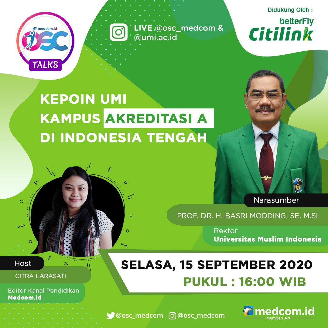 BeasiswaOSC's tweet photo. #SobatOSC tau gak sih kalau @Biro_UMI menjadi universitas swasta pertama diluar pulau Jawa yg sukses meraih akreditasi A?
Kepo gak sih, tipe mahasiswa seperti apaya yg dicari UMI utk dapetin beasiswa #OSCMedcom2020 ?π€
Stay tuned untuk jawabannya besok di #OSCTalks ! https://t.co/ixzQuQzutT