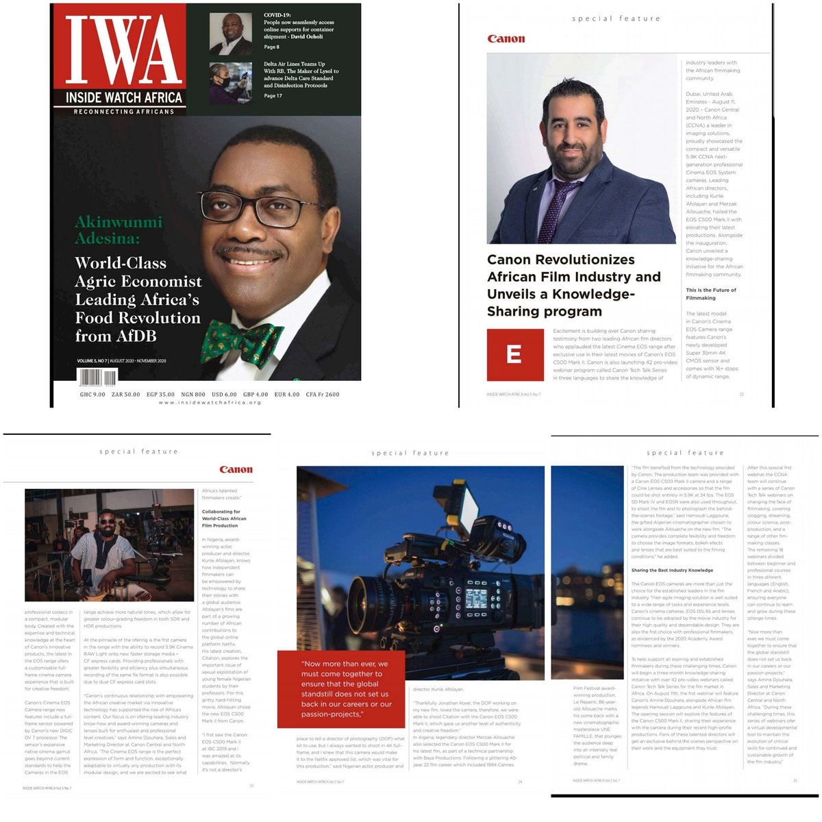 Spidercoms's tweet photo. From the latest stables of @IWAmagazine get all the details of how #Canon is revolutionising the African film industry
#iwamagazine #canonimaging #CanonCNA #c500markii #kunleafolayan #aminedjouahra #akinwunmiadeshina #africanfilm #nollywood
#Spidercomms get the job done! https://t.co/UwKwk2ddja