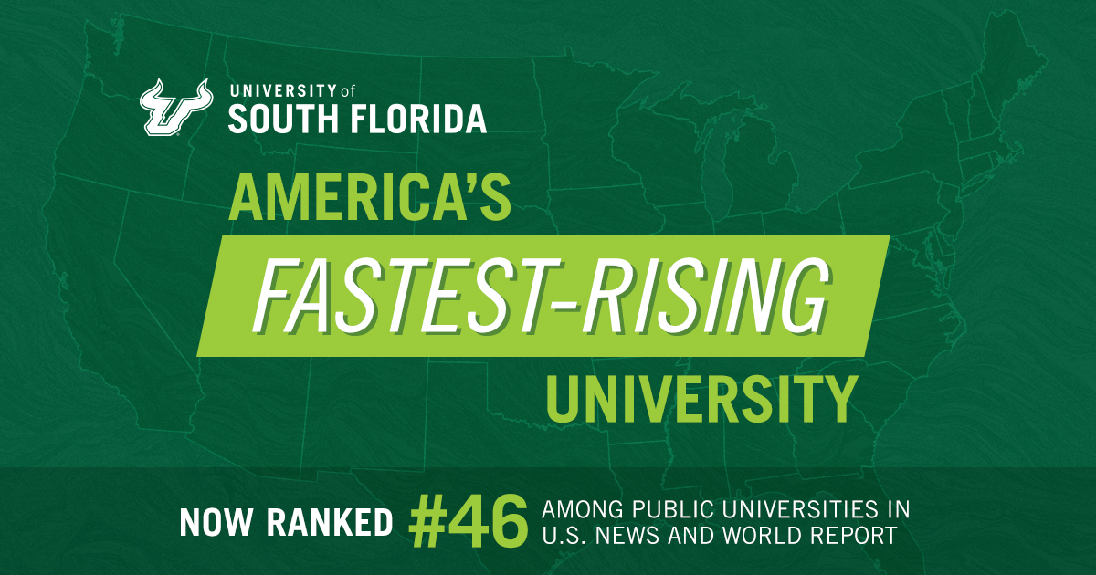For the second year in a row, <a href="/usnews/">U.S. News & World Report</a> has ranked #USF among the nation’s top 50 public universities, solidifying its place as the fastest-rising university in America.

Read more 👉 bit.ly/2ReiXAa