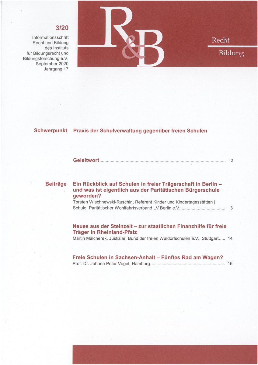 Fachartikel Recht & Bildung zur staatlichen Finanzierung für freie Träger in Rheinland-Pfalz kommt zum Schluss, dass Finanzhilfe an die Konformität gekoppelt wird (Privatschulen als billige Kopien staatlicher Schulen) und dass dies verfassungswidrig sein dürfte.