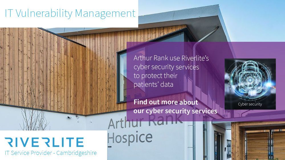 Arthur Rank Hospice use Riverlite's cyber security services to protect their patients' data. Find out more about our cyber security services buff.ly/2Ra7Ub3 #CyberSecurity #healthcare #Compliance