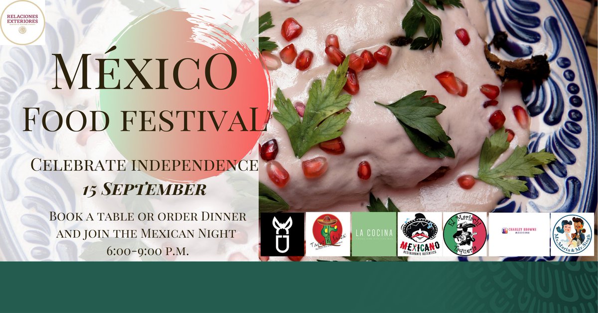 EmbaMexTai's tweet photo. Celebrate with the "Mexico Food Festival" our 210° Anniversary of Independence! 7 Mexican chefs and restaurants bring special menus for a #united Mexican night in Thailand on 15 September #fromthedistance #DiplomaciaCulturalMX #ThaiMex #MexicanCuisine https://t.co/kv3EjrKhBu https://t.co/2LSxy61n1r