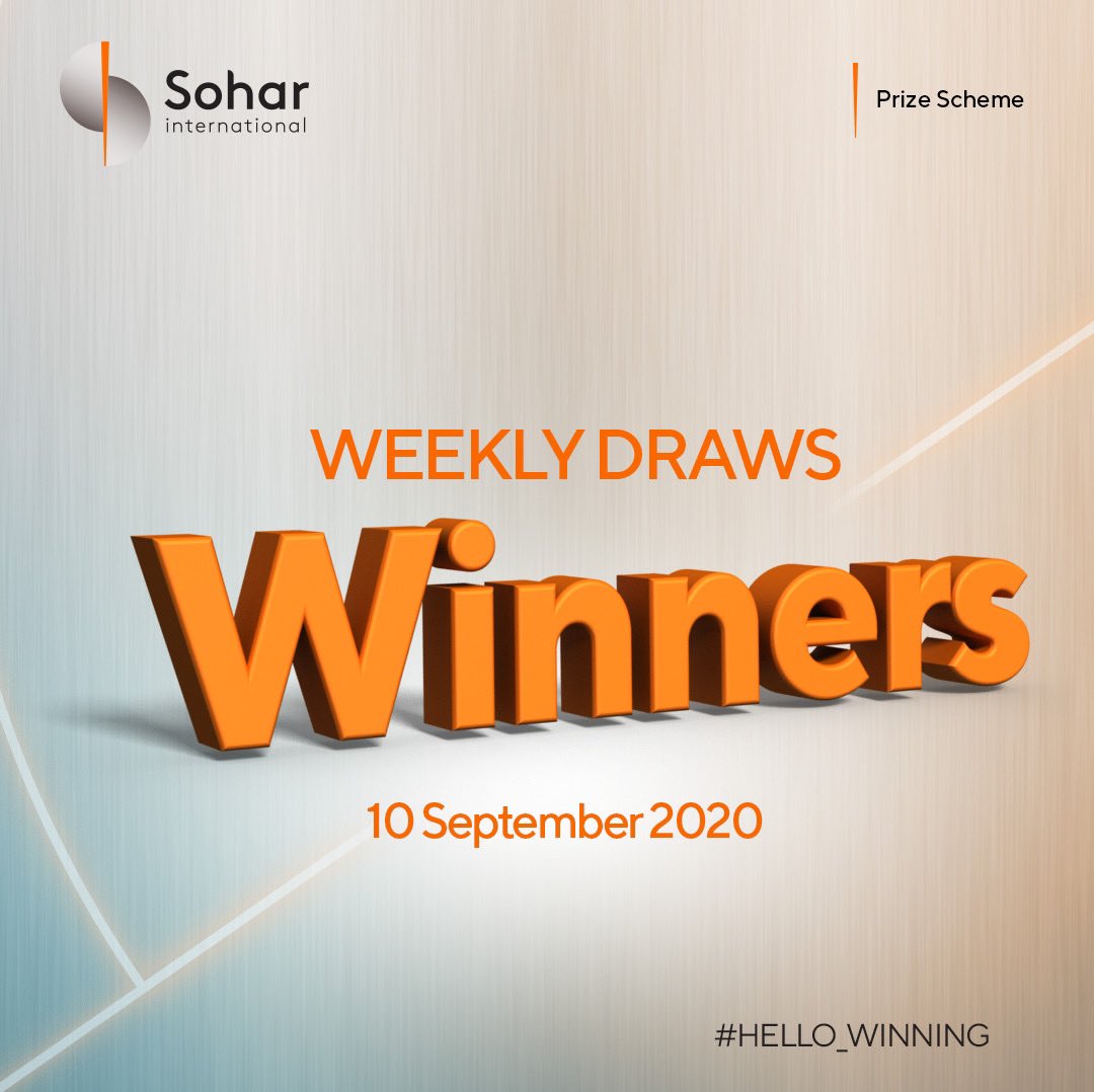 sohar_intl's tweet photo. Congratulations to our lucky weekly winners of our Sohar | Prize Scheme 2020! 
🥳

Start saving today and stand a chance to be our next winner. 

For more information, contact us on 24730000 or visit 
https://t.co/xJpVZBGWta

#Hello_Winning https://t.co/e7qkMqdPM5