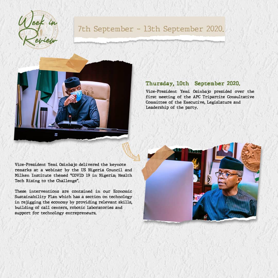 ProfOsinbajo's tweet photo. Here is a recap of some of the things we were up to last week.

Please follow the journey 👇🏾👇🏾👇🏾 https://t.co/cg5RMoVqps