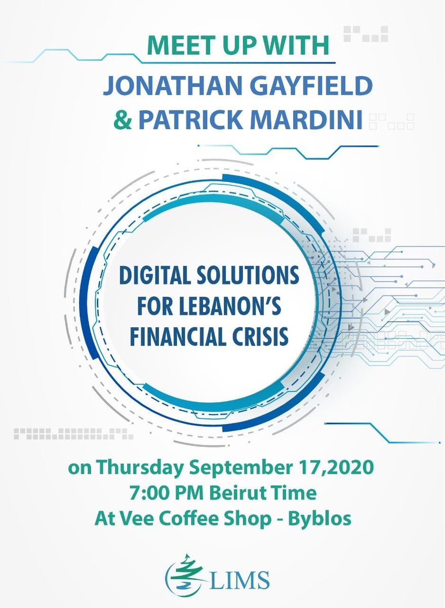 JonGayfield's tweet photo. Let's get to work! All looking to help Lebanon innovate their way out of this financial crisis are welcome. 7pm, Thursday Sep 17th. @VeeCoffeeshop @BitcoinduLiban @BTCLB @leb_crypto https://t.co/w2ZT8aMiZi