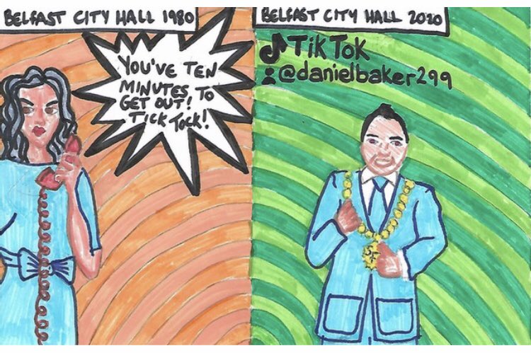 TIK TOK: This was about how much Belfast has changed in 40 years. From the city being shut down with bomb warnings to it being closed because of a virus.  @danielbakersf I’m sorry for the terrible portrait.