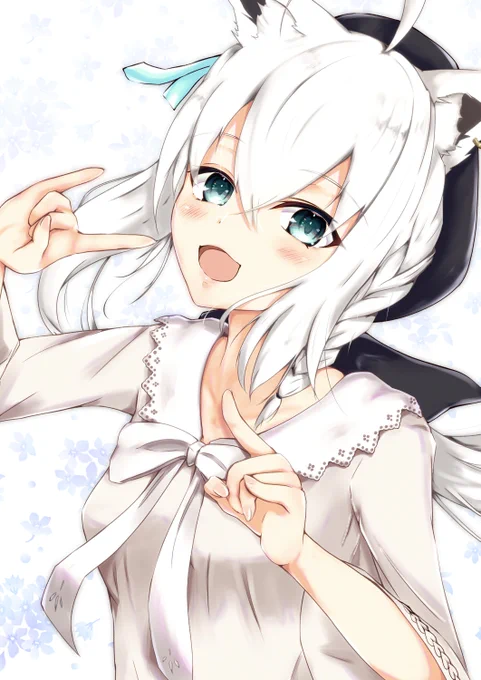 新衣装もカッコイイけど、清楚な感じのこちらの衣装もたいへん好きなのです #絵フブキ 