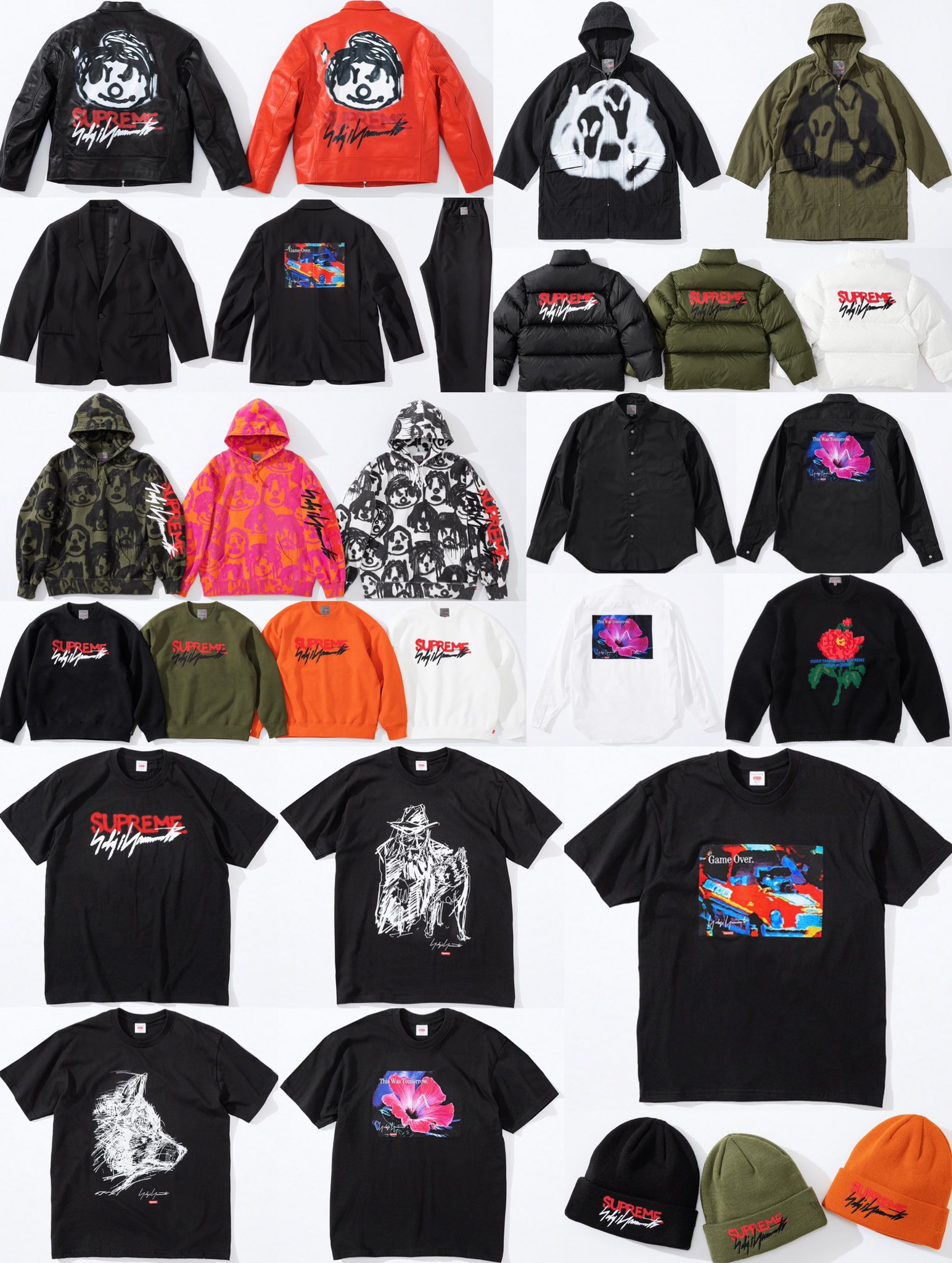DropsByJay on X Supreme Yohji Yamamoto This collection consist of a Leather Work Jacket Down Jacket Parka Wool Suit Sweater Hooded Sweatshirt Crewneck Button Up Shirt 5 Graphic Tees Beanies Stickers a...