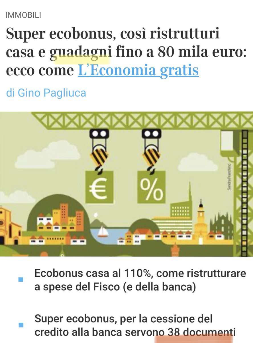 Caro <a href="/Corriere/">Corriere della Sera</a> attenzione alla leggerezza con cui scrivete certi articoli poiché la gente in questo modo viene ingannata. #ecobonus è uno strumento di riqualificazione non di guadagno #FakeNews #edilizia #ristrutturazioni #bonus110