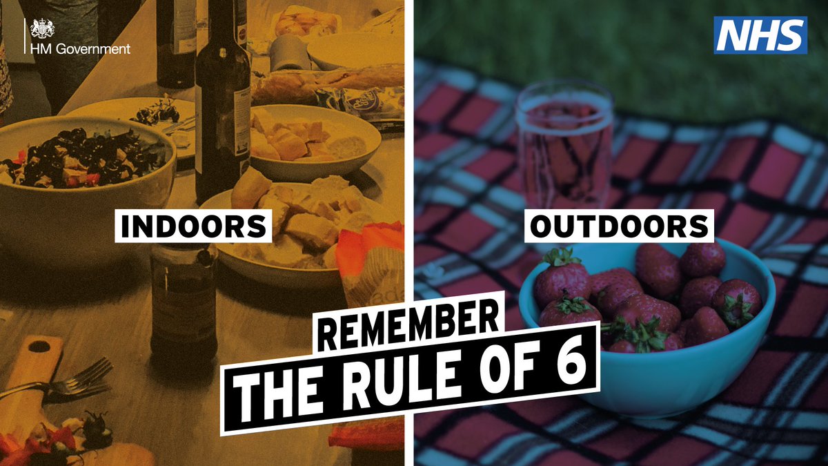 You must not meet socially in groups of more than 6 people if you live in England. 

You should continue to maintain social distancing with anyone you do not live with.

More info 👇🏾
gov.uk/government/pub…