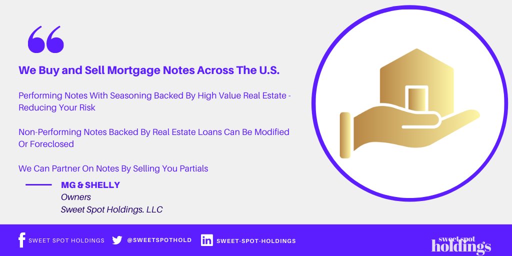 SweetSpotHold's tweet photo. We Buy &amp; Sell Mortgage Notes Across The U.S. 
https://t.co/tC3J3Dl78c https://t.co/YOJB112DZV 
#sweetspotholdings #sweetspothold #mortgagenotes #passiveincome #buyingandsellingnotes #realestate #charlestonrealestate #noteselling #notebuying #mailboxmoney https://t.co/SjTTYHapTG