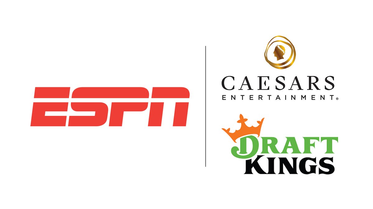 ESPNPR's tweet photo. ESPN deepens its presence in the sports betting space, enters into co-exclusive agreements with @CaesarsEnt &amp; @DraftKings
 
Both deals include link integrations to sportsbooks from ESPN’s digital platforms
 
Details: https://t.co/tjr1qtTW5O https://t.co/zdlcawGXaF