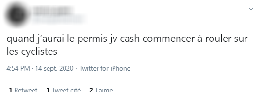 #FarcisTonCycliste n°226. Avant même d'avoir le permis de conduire, certaines personnes menacent les cyclistes , et affirment vouloir passer à l'action au plus tôt.
