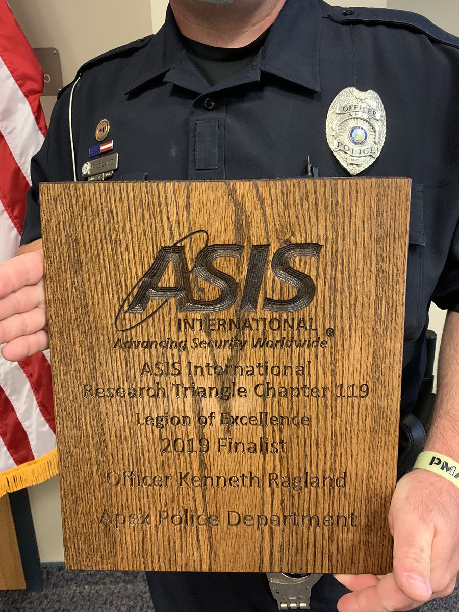 ApexPolice's tweet photo. Congratulations to Corporal  Shuart and Officer Ragland for receiving the ASIS Award for their work in Community Policing! https://t.co/xD22jv0H5p