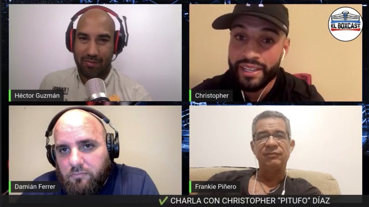 ElBoxcast's tweet photo. Buenísima y fructífera fue nuestra entrevista de anoche con Christopher “Pitufo” Diaz. Búsquenla completa en “El Boxcast” tanto en Facebook, como en YouTube. #ElBoxcast 🎙🥊🔥 https://t.co/RsYTuqnEac