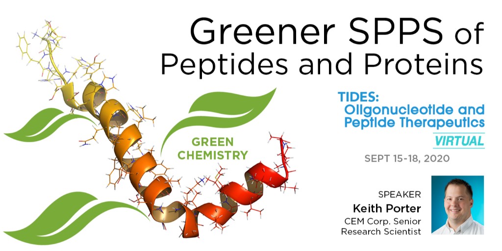 CEMcorporation's tweet photo. This week, join our Senior Research Scientist, Keith Porter, at #TIDESUS as he discusses high throughput SPPS of #peptides and proteins with specific attention to lowering PMI and greening up the overall process. Learn more: https://t.co/RRTKbmfG9L
@TIDESInforma #GreenChemistry https://t.co/icAklZi6ya
