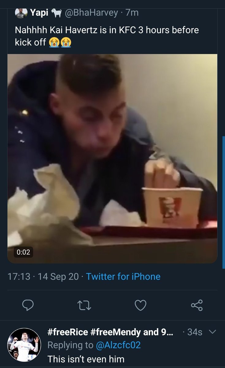 Yapi On Twitter Nahhhh Kai Havertz Is In Kfc 3 Hours Before Kick Off Https T Co 9zjqcw7xyh