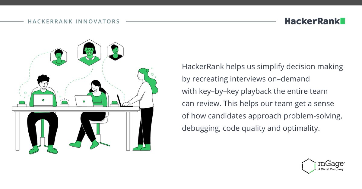 hackerrank's tweet photo. With HackerRank's Developer Skills Platform, mGage has been consistently hiring top technology &amp; engineering talent in Los Angeles &amp; the Dominican Republic.

Congratulations @mGageLLC for being featured as a HackerRank Innovator! 🏆 

#HackerRankInnovator #HackerRankInnovators https://t.co/4cSxkisnAt