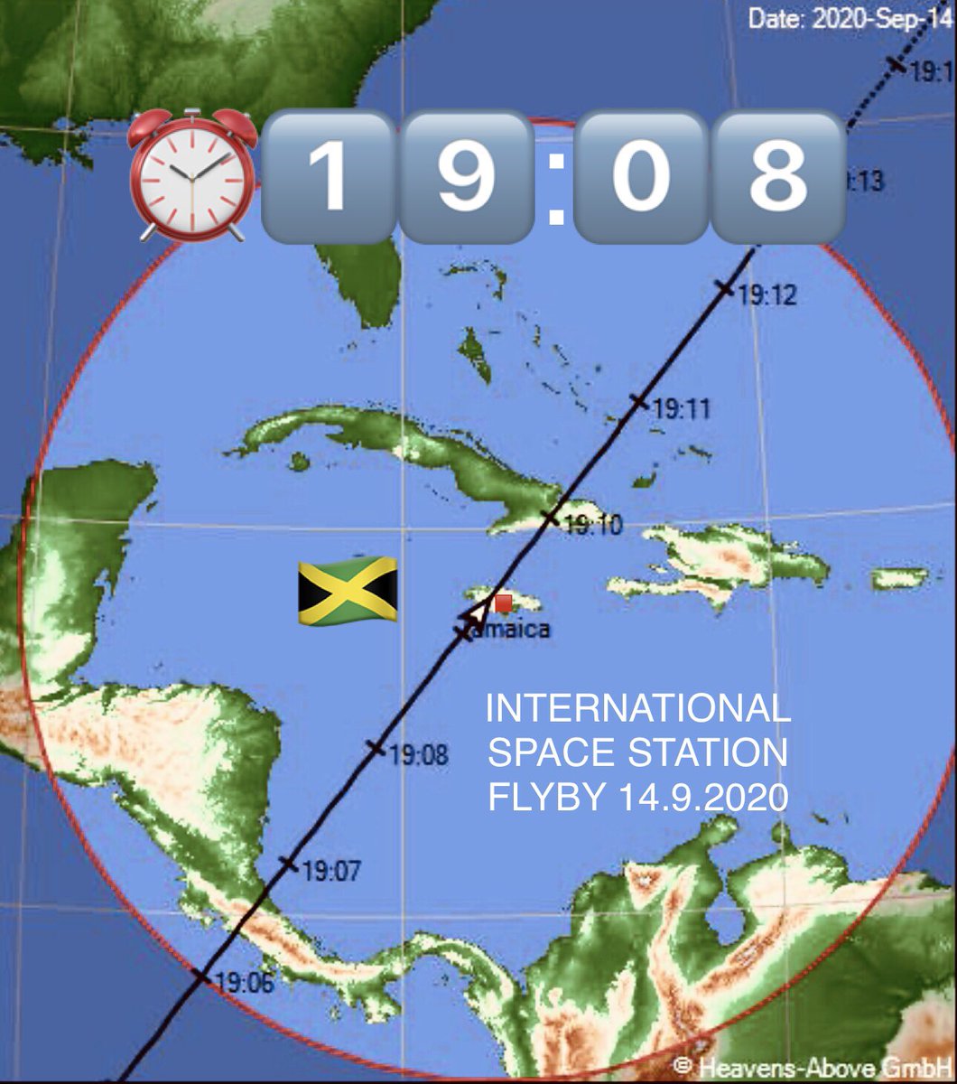 IgnazioMagnani's tweet photo. ๐ฏ๐ฒ Jamaica
The International Space Station will be visible today to the naked eye (if clouds allow) everywhere at 7:08 pm
Tip: โฐ
set your alarm
๐ฉโ๐ 63 https://t.co/fI01cZcyfB
๐ Tracking https://t.co/BiEFNWGpJb
๐ธ NASA https://t.co/TulyjGXn6r https://t.co/aigttlaPEf