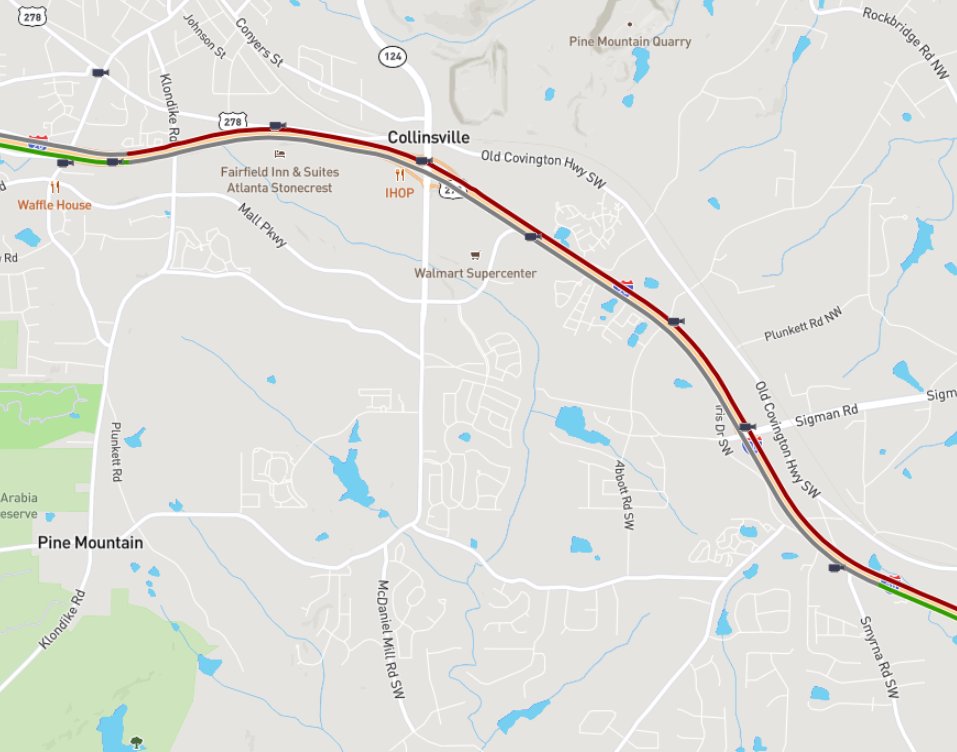 GDOTEast's tweet photo. @GDOTATL section of I-20 still closed in both directions due to chemical plant incident. Awaiting reopen notification. Alternate routes please. #knowbeforeyougo #TrafficAlert #trafficupdate #interstate20 #ConyersGa https://t.co/unIiO9CdXW