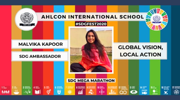 Team Behind #SDGFEST2020

Fosteringthe student agency through #Experiential learning 

Malvika Kapoor is an Ahlcon alumna. She is a staunch humanitarian and feminist and has stayed true to the same by advocating the #BreakTheTaboo movement at school <a href="/MalvikaKapoor07/">Malvika Kapoor</a>