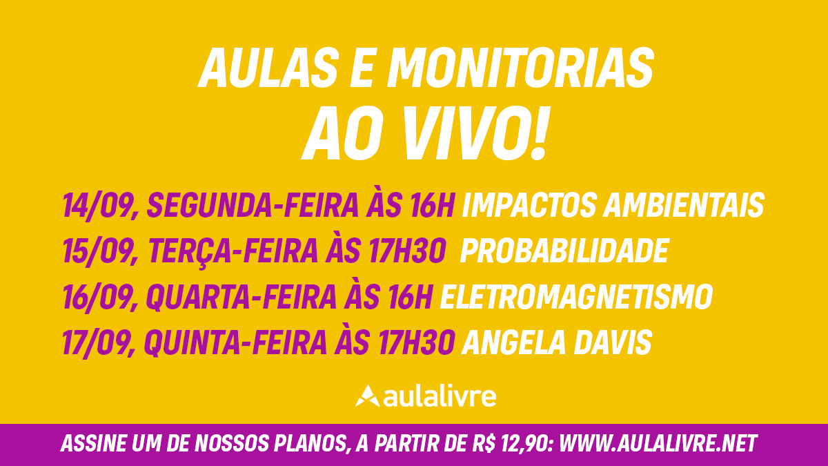 aulalivre's tweet photo. Cronograma das aulas e monitorias ao vivo da semana!
Nossas aulas são transmitidas no Youtube (https://t.co/jb90K0Ly0R) e na nossa plataforma (https://t.co/K4iLP5NFTJ)!
#enem #vestibular #impactosambientais #probabilidade #angeladavis #eletromagnetismo #aulaaovivo #monitorias https://t.co/jHRLR8hNpH