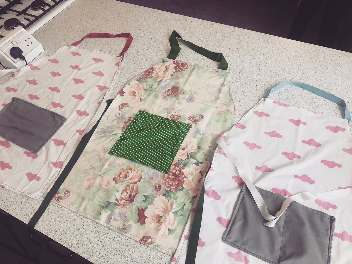 StMachar_HE's tweet photo. S3 pupils showing off their sewing skills! 😱 creating these fantastic aprons, perfect for when we start cooking! 👏🏻 one proud teacher! #stmacharacademy #sewing @stmacharacademy https://t.co/JbM413f8ID