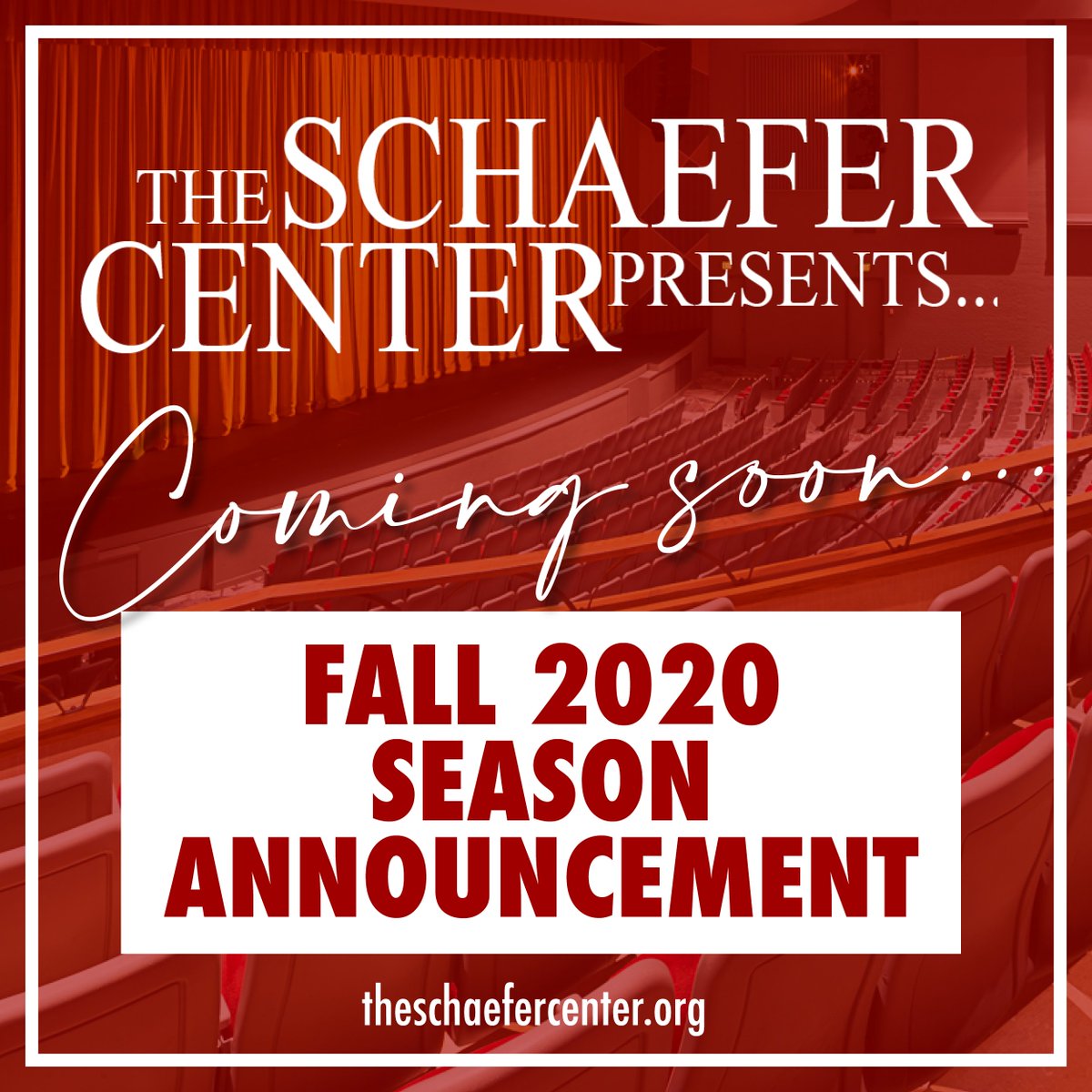 We're looking forward to our upcoming  season and can't wait to let you know more! Stay tuned to see what's coming your way! #schaefercenterpresents