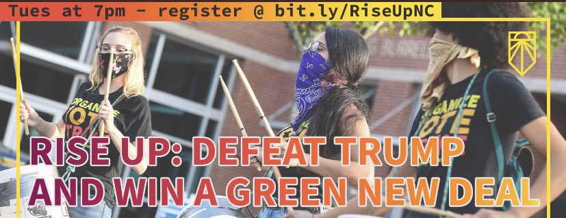 sunrisemvmtnc's tweet photo. 🚨Election Day is 50 days away!🚨 Join us tomorrow night at 7 for an open call to launch our strategy to defeat Trump, elect Green New Deal champions, and build our people power. We will be announcing our endorsement slate for candidates across NC! Join: https://t.co/oYKXA9k0XO https://t.co/LQDq1I9yGW