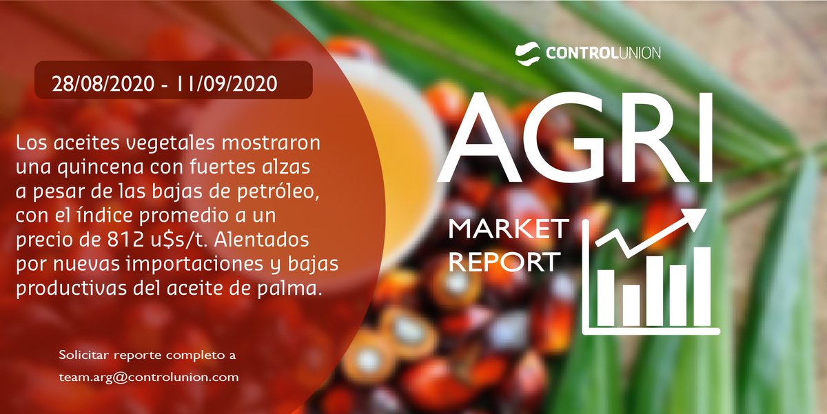 • Agri Market Report •
Período 28/08/20 - 11/09/2020
Solicitar reporte completo a team.arg@controlunion.com