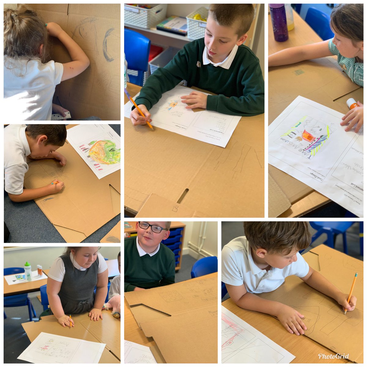 Y3LaceyField's tweet photo. Year 3 started creating their very own time machines today! Watch this space for the finished result ✏️🎨🐝 #busybeingbrilliant #becurious https://t.co/Nvw14pwU3A