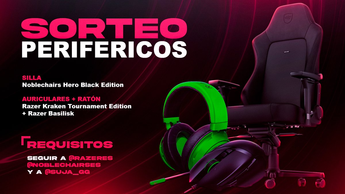 suja_gg's tweet photo. 🔥 SORTEAZO PARA TODOS 🔥

Consigue la mejor silla del mercado o unos cascos y raton de Razer de FREE 👀  (2 GANADORES)

👉Sigue a @noblechairsES 
👉Sigue a @RazerES 
👉Sigue a @suja_gg 
👉 RT a este tweet 

Ganadores en 1 semana, envio solo península DADLE FUEGO 🔥 https://t.co/3gk7Y2P31R