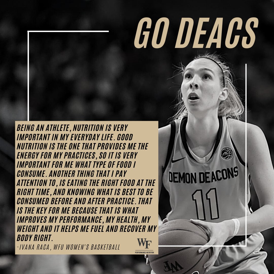 fuelinthedeacs's tweet photo. Ivana understands the importance of good nutrition and nutrient timing, do you? Ask your team dietitian how you can benefit from this too! #motivationmonday #motivation #inspiration #startyourweekstrong #fuelyourweek #womensbasketball #fuelforgreatness #godeacs #developingdeacs https://t.co/1UQRDAMNdR