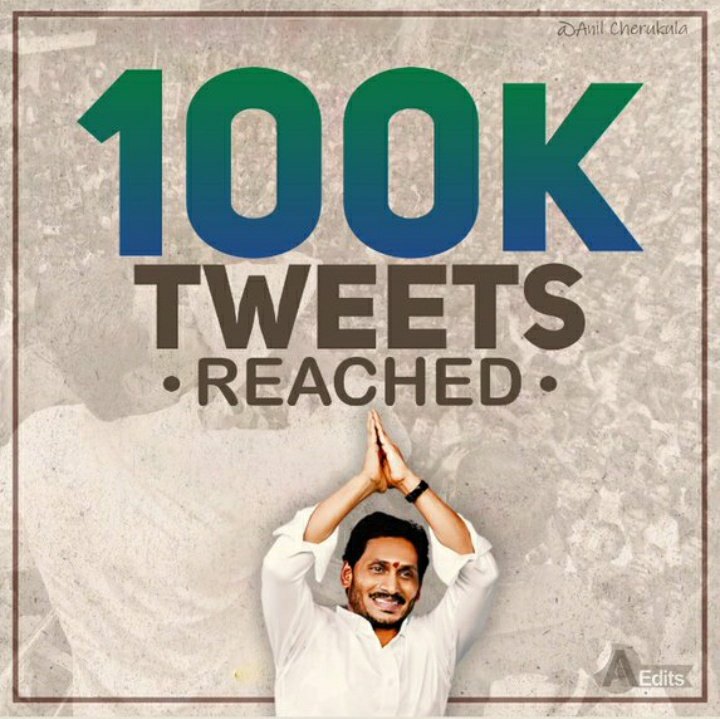 MaheshSouthFC's tweet photo. 100K Tweets Reached💥
Advanced
Happy
Birthday
@ysjagan
#100DaysToYSJaganBday
#YSJaganCares https://t.co/lKGBjeP22C