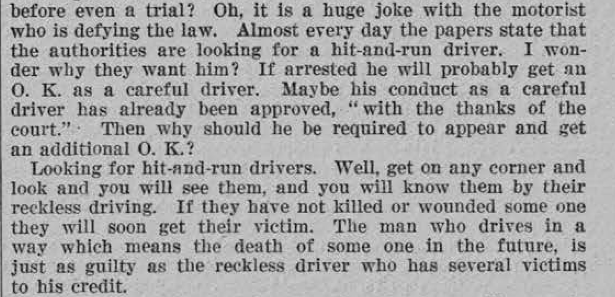 Hit-and run drivers, in particular, apparently were rampant all over the city -- not that Lankford saw much difference between reckless driving and hit-and-run: 14/n