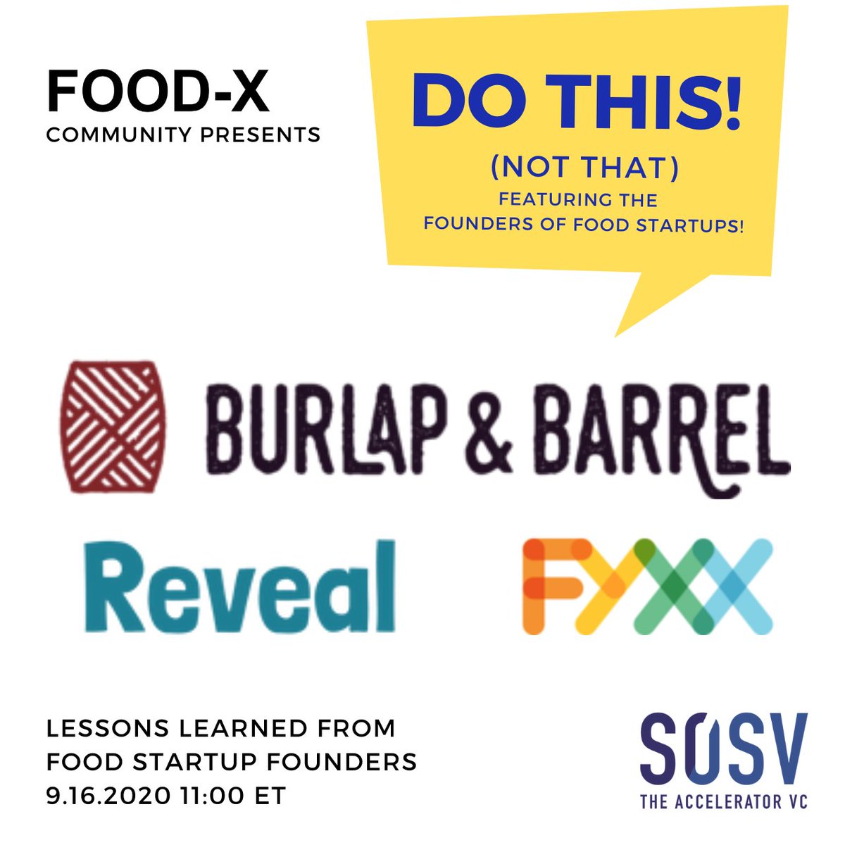 foodXhealth's tweet photo. Join Food-X and Ori Zohar from @burlapandbarrel, Sung Park from @FyxxHealth, and Sheetal Bahirat from @drinkreveal as we sit down and talk about what it was like to build a business during the pandemic. 

Register at https://t.co/x03VUWk8Ng https://t.co/sGuBUEWcVX