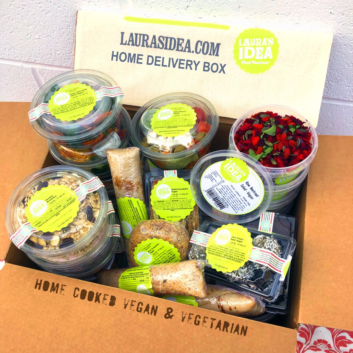 Try our new HOME DELIVERY SERVICE and enjoy a box of home cooked #vegan &amp; #vegetarian dishes direct to your door!

Info &amp; discount code here:  
bit.ly/32UOrAA

Think Goodness!

#plantbased #veganfood #healthyfood #laurasidea