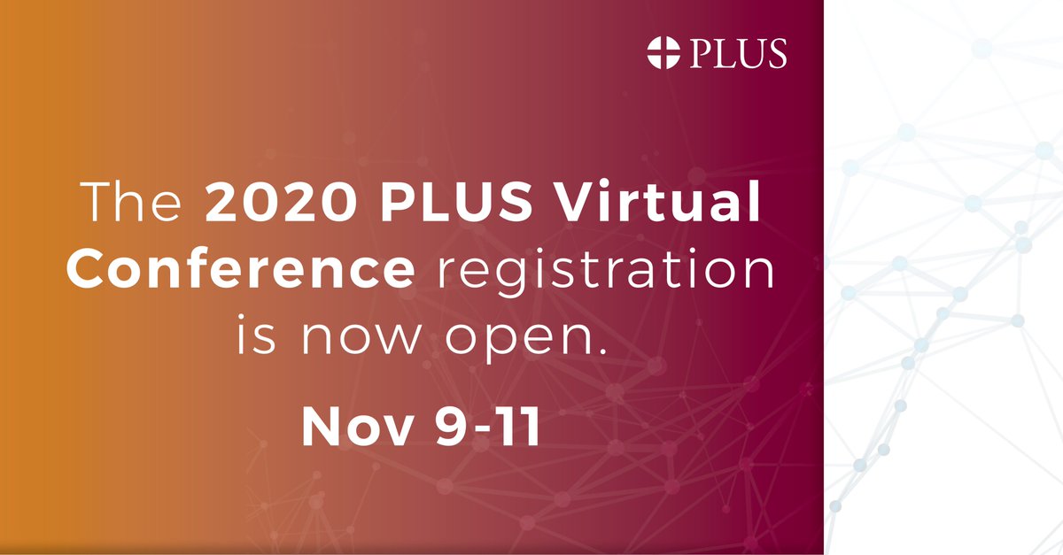 PLUS_HQ's tweet photo. This is an exciting week for us as the 2020 PLUS Virtual Conference registration is now open! We've got a packed agenda, fantastic speakers and a new way of interacting with other attendees on Nov 9-11. Reserve your spot today! #PLUS2020 #virtualbusiness https://t.co/dpIQ1n1uYg https://t.co/uHPDoCpl41