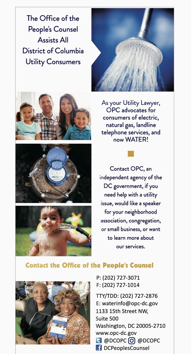 DCOPC's tweet photo. @DCOPC is the advocate for DC Water customers. If you have a service or billing issue, contact @DCOPC at (202) 727-3071 or info@OPC-dc.gov. You also can file a complaint @ https://t.co/bx4o5FjEws. #OPCcanHelp #Here2HelpDC https://t.co/901WnE1vEM