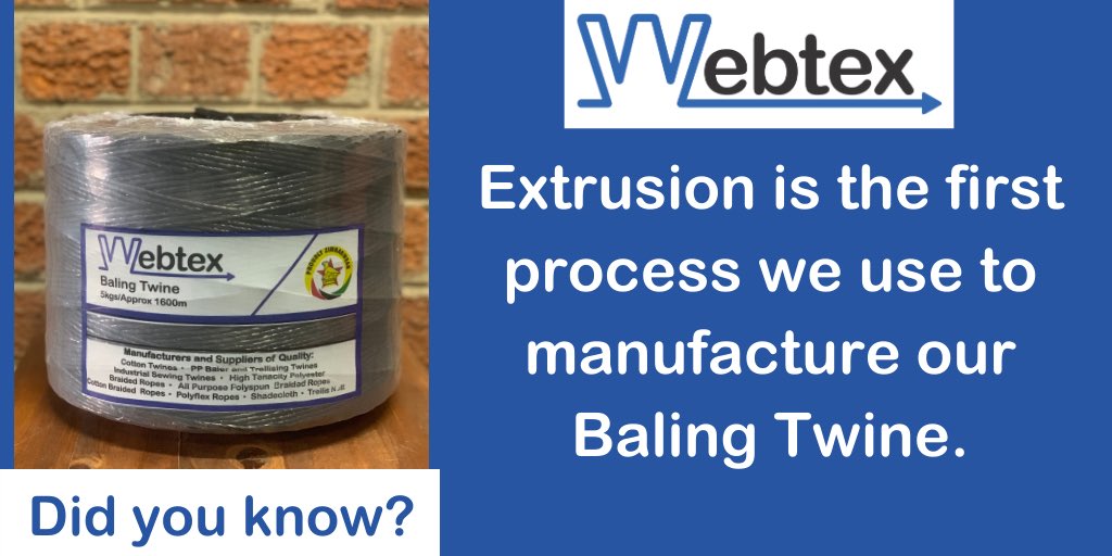 WebtexZw's tweet photo. It takes as many as 8 different steps to manufacture each and every roll of our Baling Twine⚙️🌱🧶 #balingtwine #extrusion #didyouknow #stepone #thisismanufacturing #wearelocal #supportingagriculture #zimfarming #supportlocalindustry #webtexzw https://t.co/V21HheM0Nd